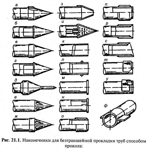 Наконечники для безтраншейной прокладки труб способом прокола
